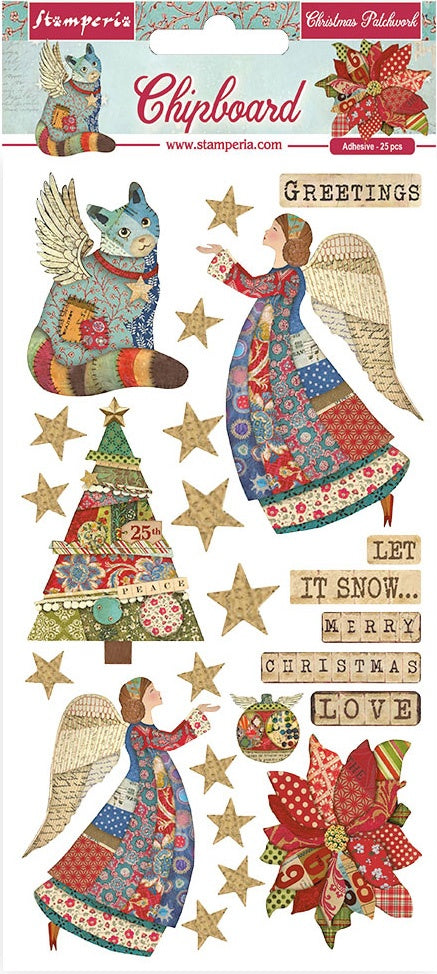 Stamperia Christmas Patchwork Chipboard Die Cuts have an adhesive backing. They feature beautiful collections designed by top European artists