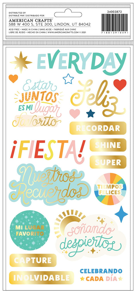 Thickers Stickers - Obed Marshall Especial, Shine Bright Phrase with Gold Foil, 46 stickers.