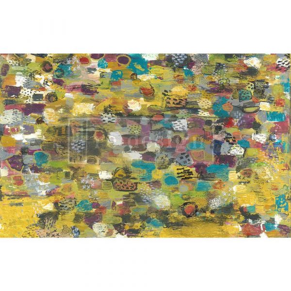Abstract Dream-multicolor random designs on olive-ReDesign with Prima Décor Tissue Paper for Decoupage