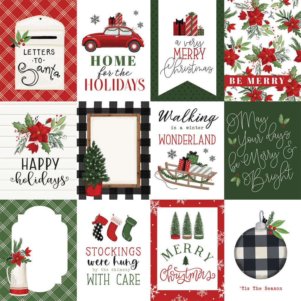 Echo Park Journaling Card, The Home for Christmas Collection - 12"x12" Double-Sided Scrapbooking Cardstock. Individual Squares