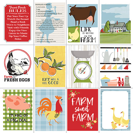 Farmhouse Living Rules Echo Park Journaling Card, Seasonal Collection - 12"x12" Double-Sided Scrapbooking Cardstock