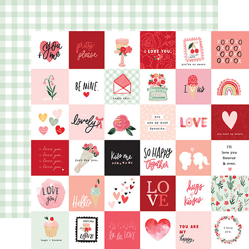 My Valentine You and Me Echo Park Journaling Card, Seasonal Collection - 12"x12" Double-Sided Scrapbooking Cardstock