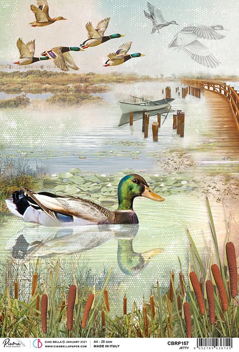 Ocean Delta Geese Decoupage Rice Paper for Crafting, Scrapbooking, Journaling, Mixed Media, Cardmaking