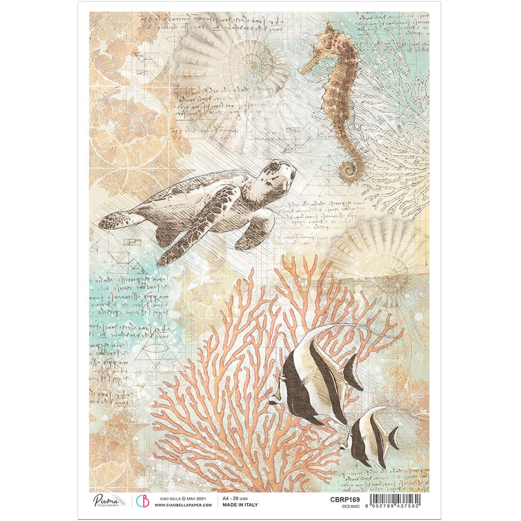 Beautiful Oceanic Rice Paper with fish, coral seahorse and shells are of Exquisite Quality for Decoupage crafts. Thin yet durable. Imported from Europe. Beautiful colors, great patterns, exceptional strength. 