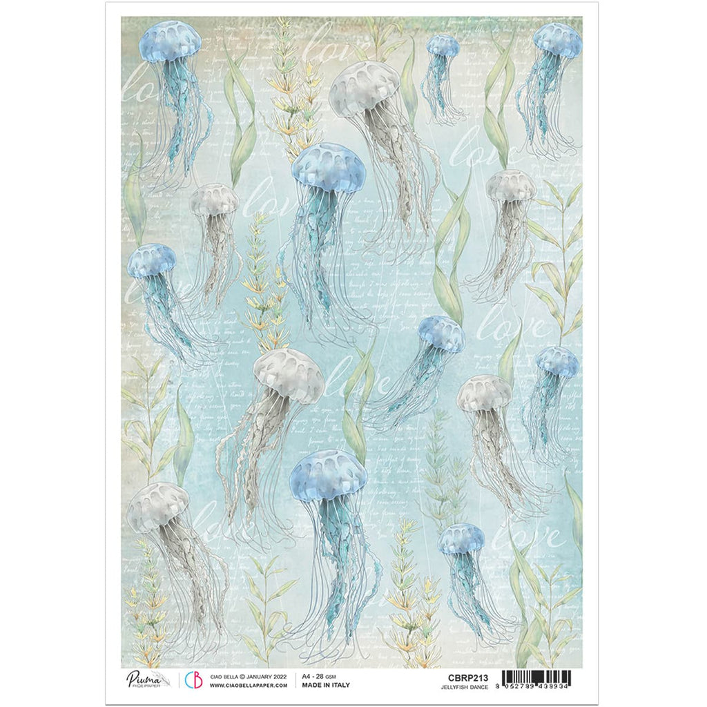 Beautiful Jellyfish Dance Ciao Bella Rice Paper are of Exquisite Quality for Decoupage crafts. Thin yet durable. Imported from Europe. Beautiful colors, great patterns, exceptional strength