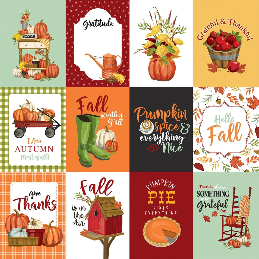 Echo Park Journaling Card, Welcome Autumn Collection - 12"x12" Double-Sided Scrapbooking Cardstock. Individual Squares.