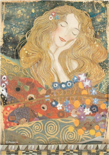 Beautiful Beethoven Frieze Klimt Stamperia A4 Rice Papers are of Exquisite Quality for Decoupage crafts. Thin yet durable. Imported from Europe. Beautiful colors, great patterns, exceptional strength. Decorative fibers and ink colors