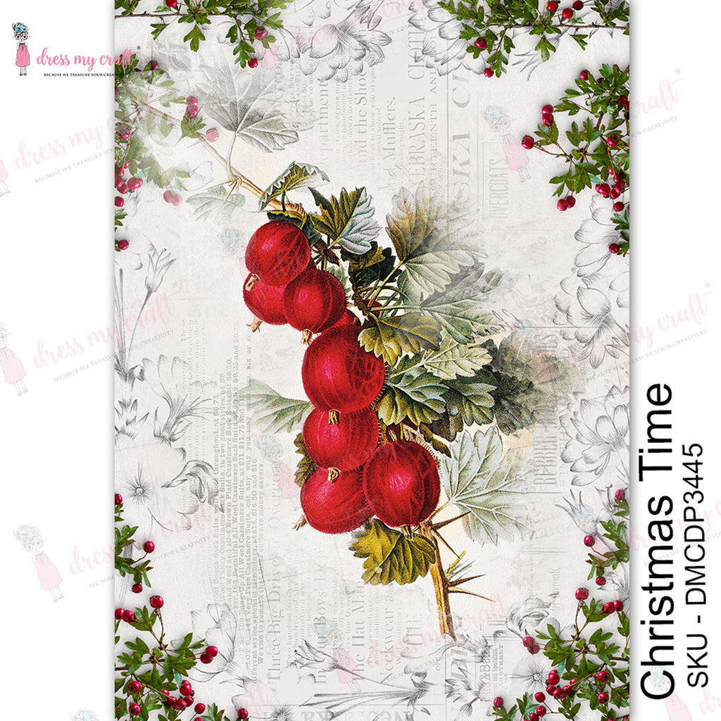 Shop Christmas Time Dress My Craft Transfer Me Papers for Decoupage Art. Beautiful, Vibrant. Enhances look of Wood, Metal, Plastic, Leather, Marble, Glass