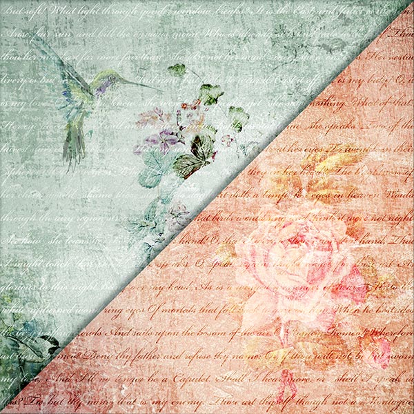 Shop Flowers with Hummingbird Scrapbooking Paper for Journaling, Cardmaking, Mixed Media