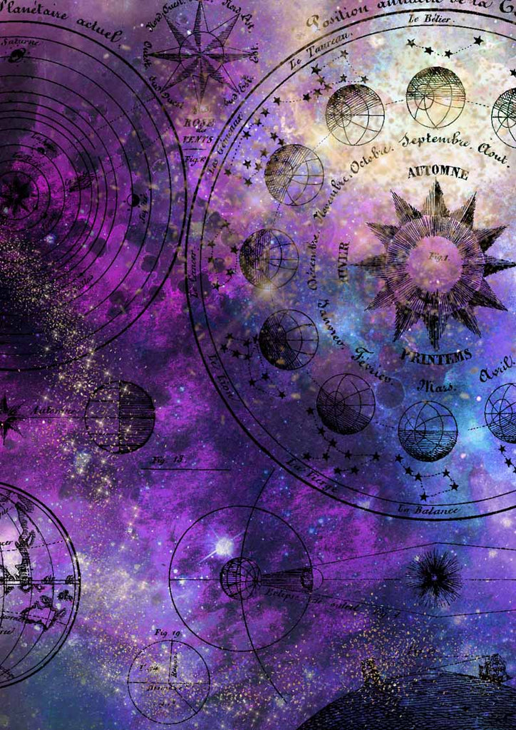 Shop Purple Haze  Star Map Astrology Decoupage Queen A3 Rice Paper for Decoupage
