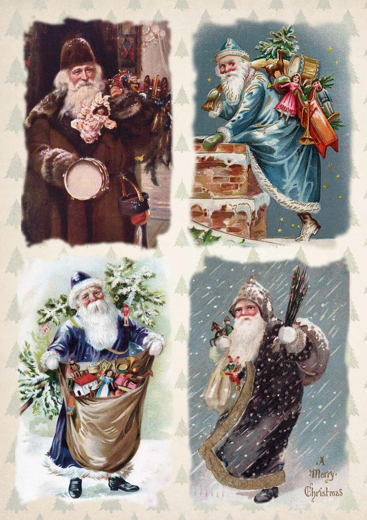 These gorgeous Old World Santas A3 Rice Papers from Decoupage Queen are manufactured in Italy using Eco-friendly inks. This craft paper is delicate yet durable and perfect for Decoupage Art, Mixed Media