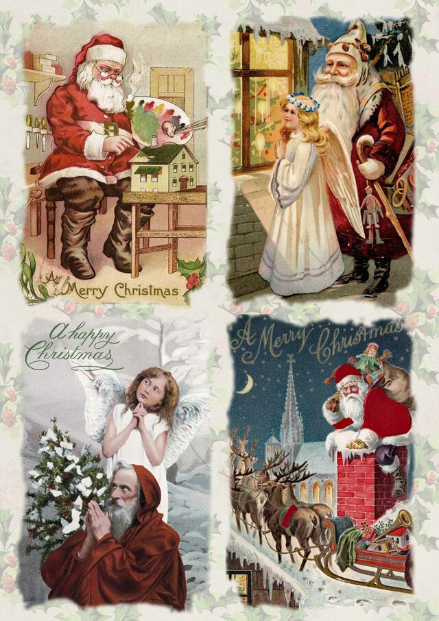 These four panel Santa St Nicholas Christmas A3 Rice Papers from Decoupage Queen are manufactured in Italy using Eco-friendly inks. This craft paper is delicate yet durable and perfect for Decoupage Art