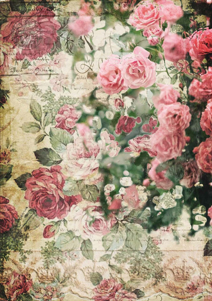 These gorgeous pink floral Splash of Roses A3 Rice Papers from Decoupage Queen are manufactured in Italy using Eco-friendly inks. This craft paper is delicate yet durable and perfect for Decoupage Art