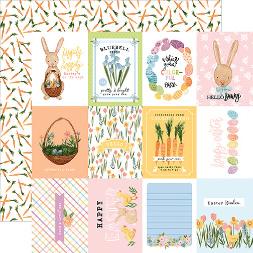 My Favorite Easter Hippity Hoppity  Echo Park Journaling Card, Seasonal Collection - 12"x12" Double-Sided Scrapbooking Cardstock
