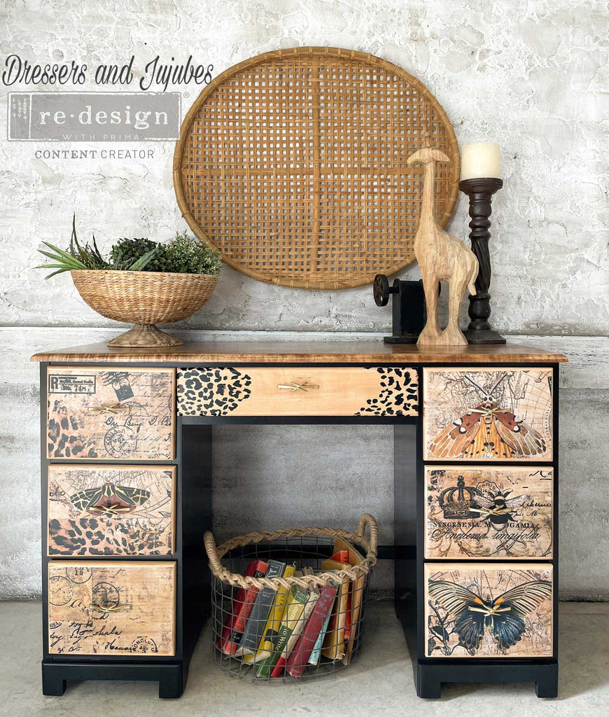 Maaji jungle pattern with leopard skin and insects-ReDesign with Prima Décor Tissue Paper for Decoupage