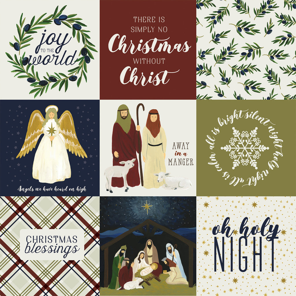 Echo Park Journaling Card, The Oh Holy Night Collection - 12"x12" Double-Sided Scrapbooking Cardstock. Individual Squares