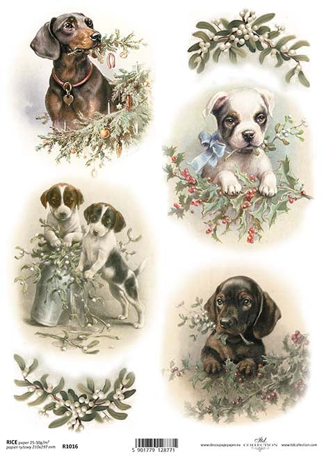 Adorable Puppies Dogs Rice Paper for Decoupage Crafting, Scrapbooking, Journaling, Cardmaking