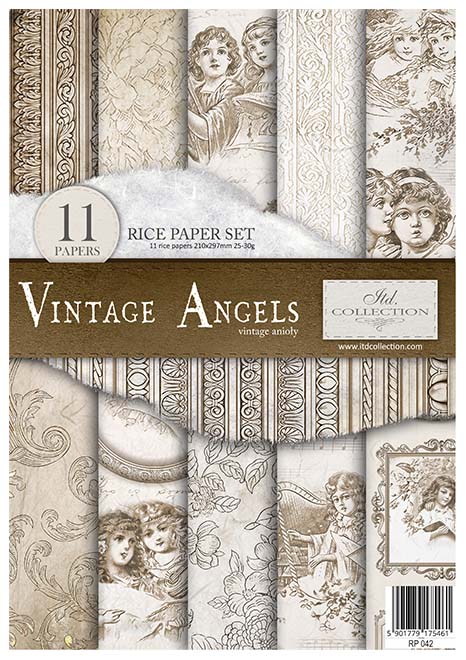 Vintage Angels. A4 Rice Paper by ITD Collection. Exquisite Quality. Thin yet durable. Imported from Europe. Beautiful colors & patterns. Decorative fibers and ink colors