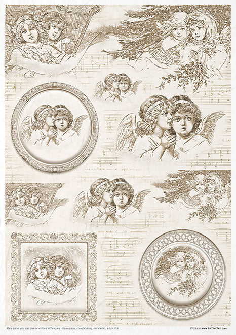 Vintage Angels. A4 Rice Paper by ITD Collection. Exquisite Quality. Thin yet durable. Imported from Europe. Beautiful colors & patterns. Decorative fibers and ink colors