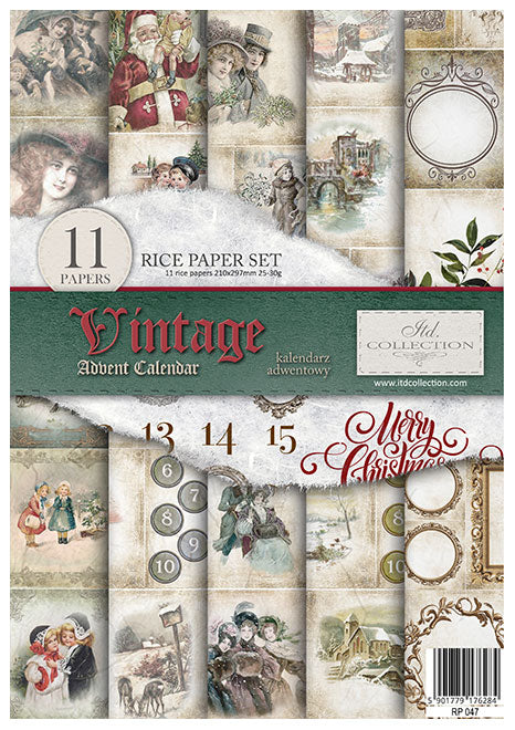 Vintage Advent. A4 Rice Paper by ITD Collection. Exquisite Quality. Thin yet durable. Imported from Europe. Beautiful colors & patterns. Decorative fibers and ink colors