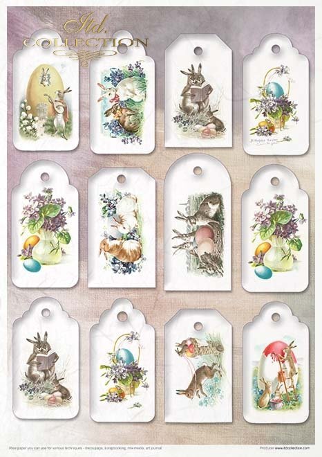 Easter Bunny A4 Rice Paper by ITD Collection. Exquisite Quality. Thin yet durable. Imported from Europe. Beautiful colors & patterns.
