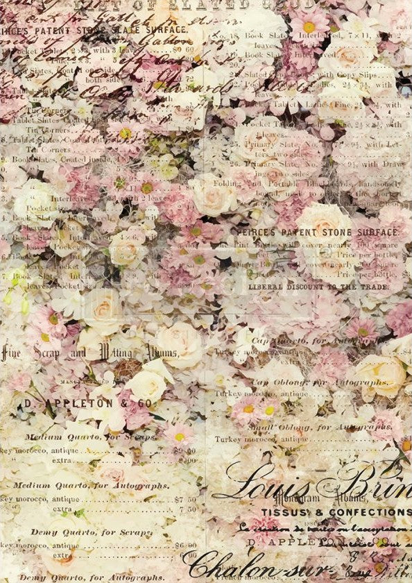 This pink and cream Floral & Dream 11.5"x16.25" delicate yet durable mulberry decoupage paper from ReDesign with Prima boasts vibrant, beautiful color