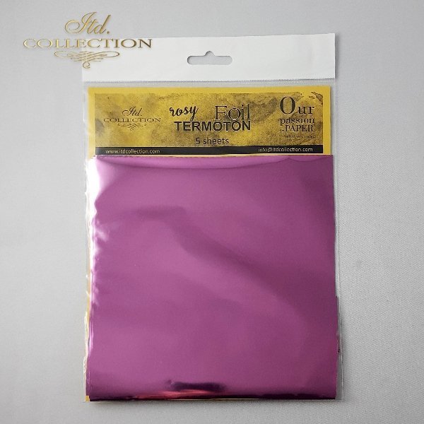 ITD Collection - Termoton Foil Sheets 6"x6" 5/Pkg - Rosy Metallic. Add shimmer and shine to any project. This pack of 10 sheets can add a metallic element to your projects with or without the use of hot foiling