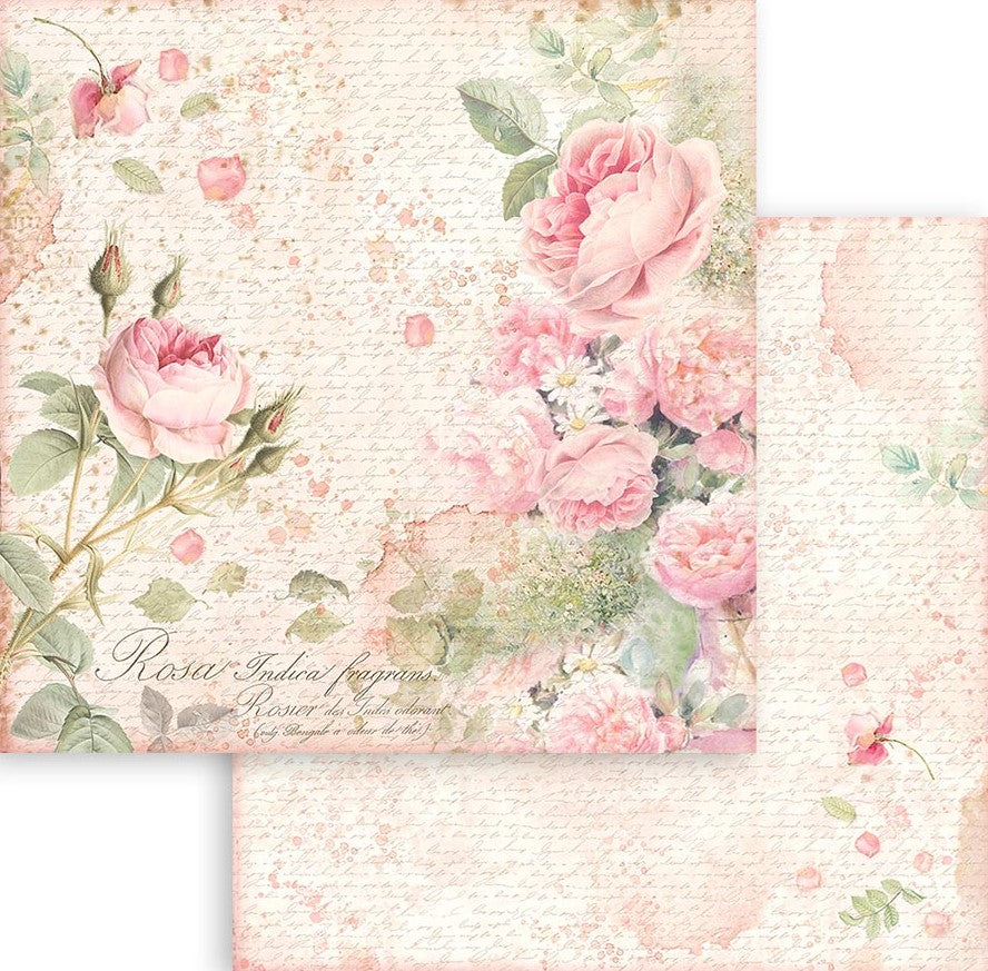 Beautiful Rose Parfum Stamperia Scrapbooking Paper Set. These beautiful high quality papers by Stamperia are themed sets with coordinating designs.