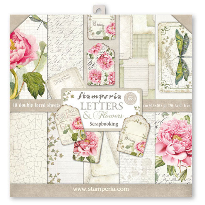 Shop Stamperia Letters & Flowers Scrapbooking Paper for Journaling, Decoupage, Mixed Media