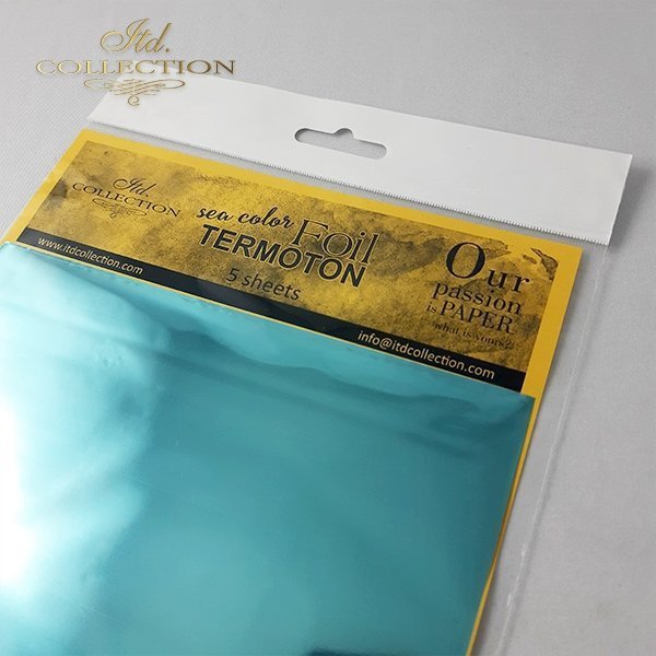 ITD Collection - Termoton Foil Sheets 6"x6" 5/Pkg - Sea Color Metallic. Add shimmer and shine to any project. This pack of 10 sheets can add a metallic element to your projects with or without the use of hot foiling