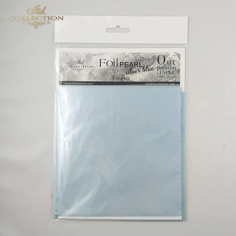 ITD Collection - Termoton Foil Sheets 6"x6" 5/Pkg - Silver Blue Pearl. Add shimmer and shine to any project. This pack of 10 sheets can add a metallic element to your projects with or without the use of hot foiling