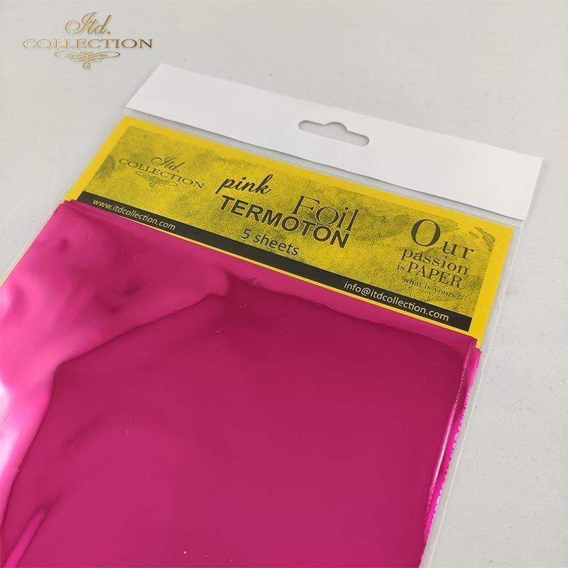 ITD Collection - Termoton Foil Sheets 6"x6" 5/Pkg - Pink Metallic. Add shimmer and shine to any project. This pack of 10 sheets can add a metallic element to your projects with or without the use of hot foiling