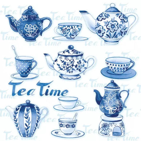 These Tea Moments blue Decoupage Paper Napkins are exceptional quality. Imported from Europe. 3-ply. Ideal for Decoupage Crafting