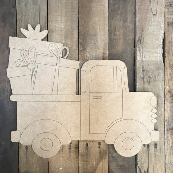 Old Style Truck with Presents - Wood Shape 12" Find top quality MDF wood craft cut outs for decoupage. Wooden shapes make great home décor projects