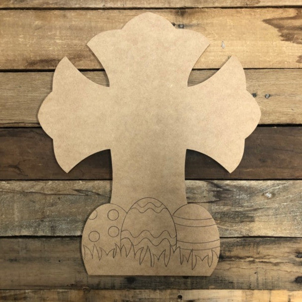 Easter Cross with Eggs - Wood Shape 10" Find top quality MDF wood craft cut outs for decoupage. Wooden shapes make great home décor projects