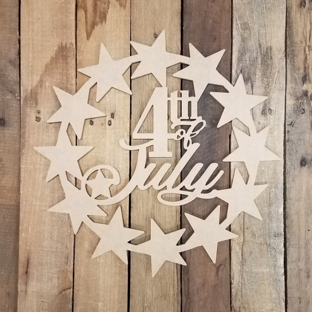 4th of July Patriotic Star Wreath - Wood Shape 12" Find top quality MDF wood craft cut outs for decoupage. Wooden shapes make great home décor projects