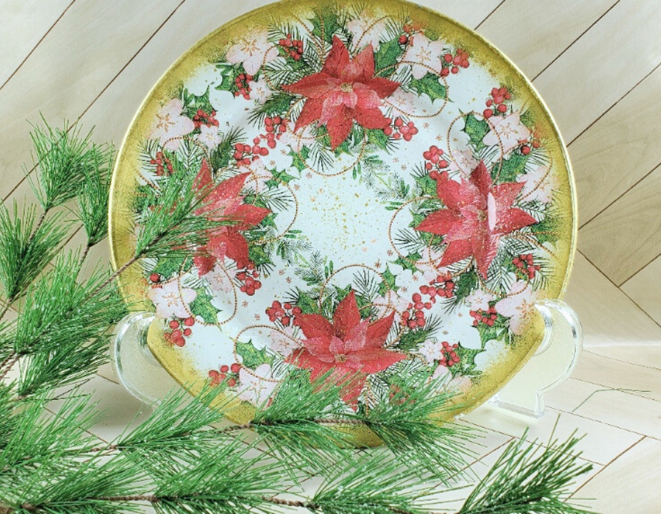 How to Make a Reverse Decoupage Glass Plate for Christmas – Easy Guide