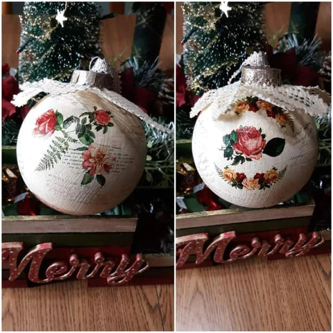 Christmas Ornaments with Rub on Transfers from ReDesign with Prima