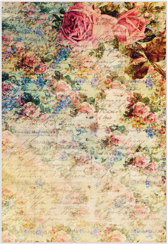 Dixie Belle Belles and Whistles Decoupage Paper Rice Paper with pink floral and vintage hues.