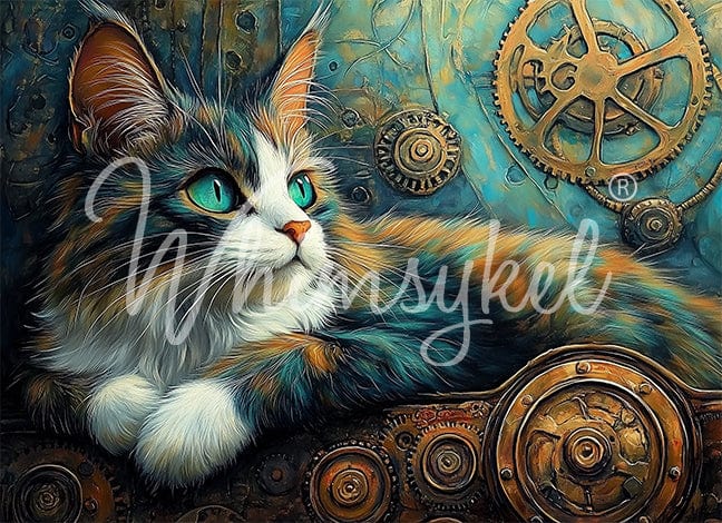 Whimsykel Tissue Paper with Steampunk cat for Decoupage Art