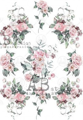 pink rose bunches on white AB Studio Rice Papers