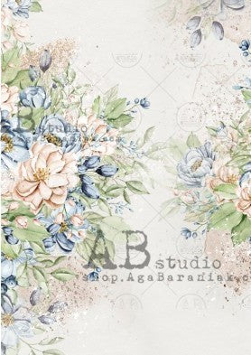 blue, pink and white flowers AB Studio Rice Papers