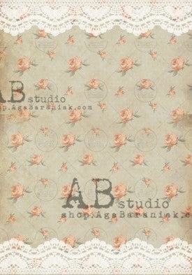 pink roses on light green AB Studio Rice Papers