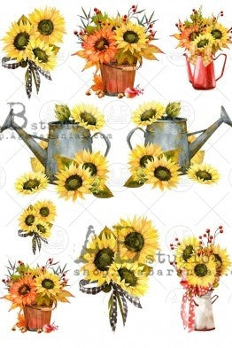 sunflowers and watering cans AB Studio Rice Papers