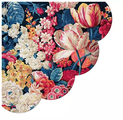 Blue and pink florals. Round paper napkin for decoupage.