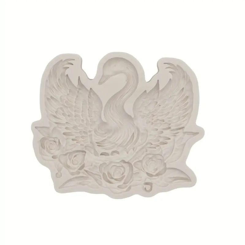 Silicone Craft Accent Mold. Swan with roses