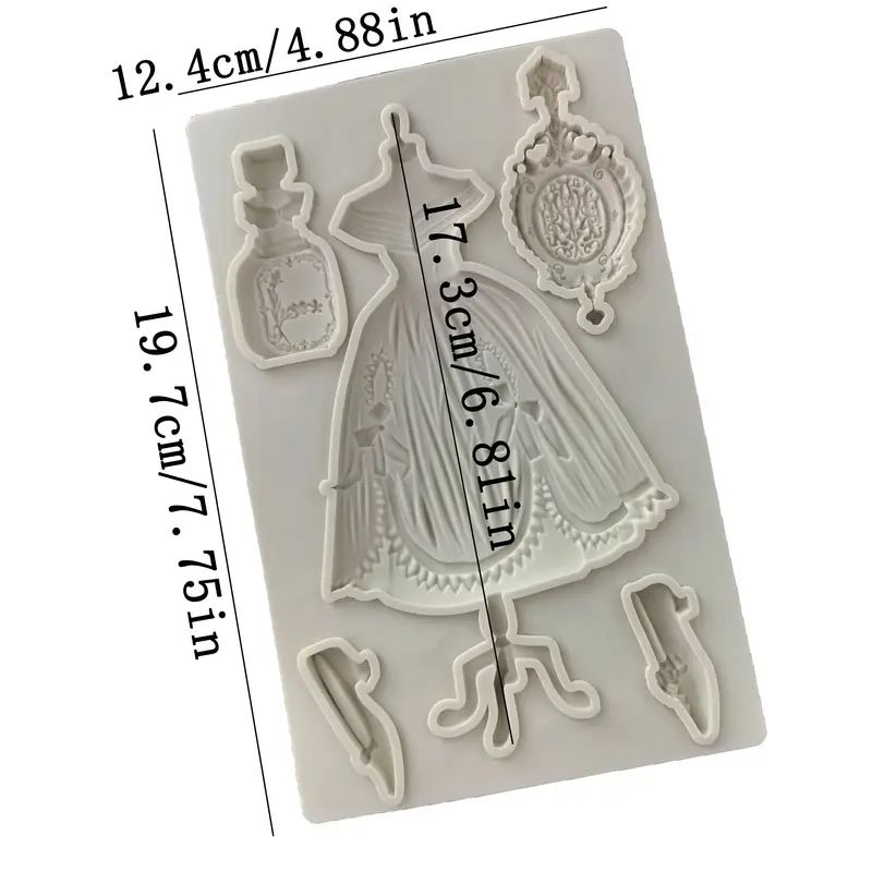 Silicone Craft Accent Mold. Dress on mannequin with shoes and accessories  