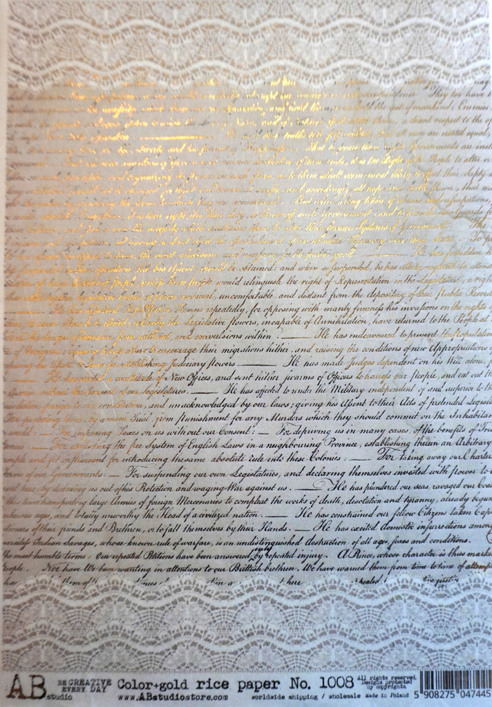 gilded script with lace AB Studio Rice Papers