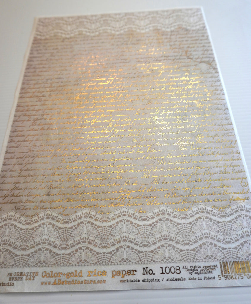 gilded script with lace AB Studio Rice Papers