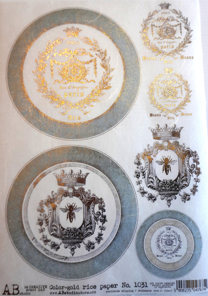 gilded Parisian emblems AB Studio Rice Papers